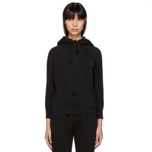 Helmet Lang Black Shrunken Distressed Hoodie